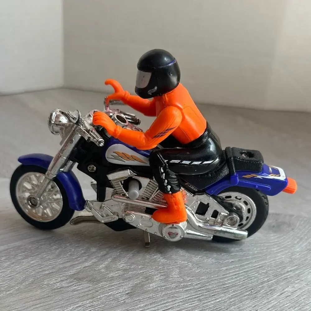 Hot Wheels V Twin Motorcycle Orange Blue Kickstand